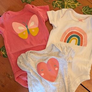Carter's Pink, White, and Gray Sparkly Nb Onsies